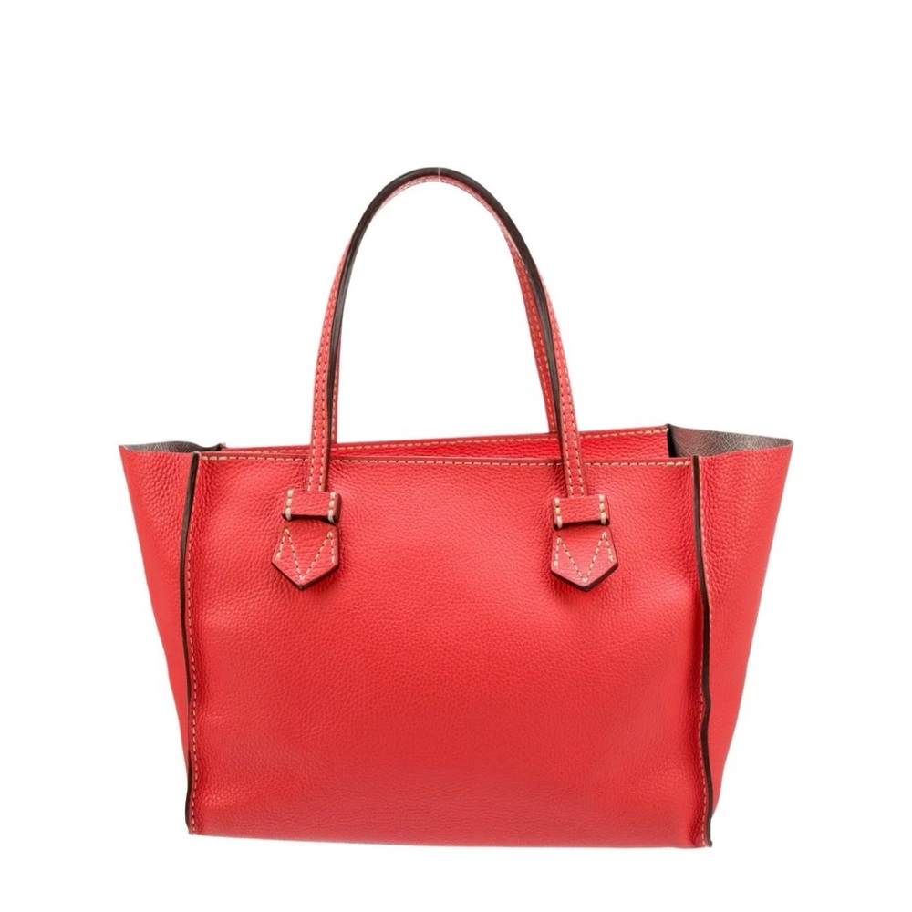 Moreau Authentic Red Structured Tote Bag with Double Handles